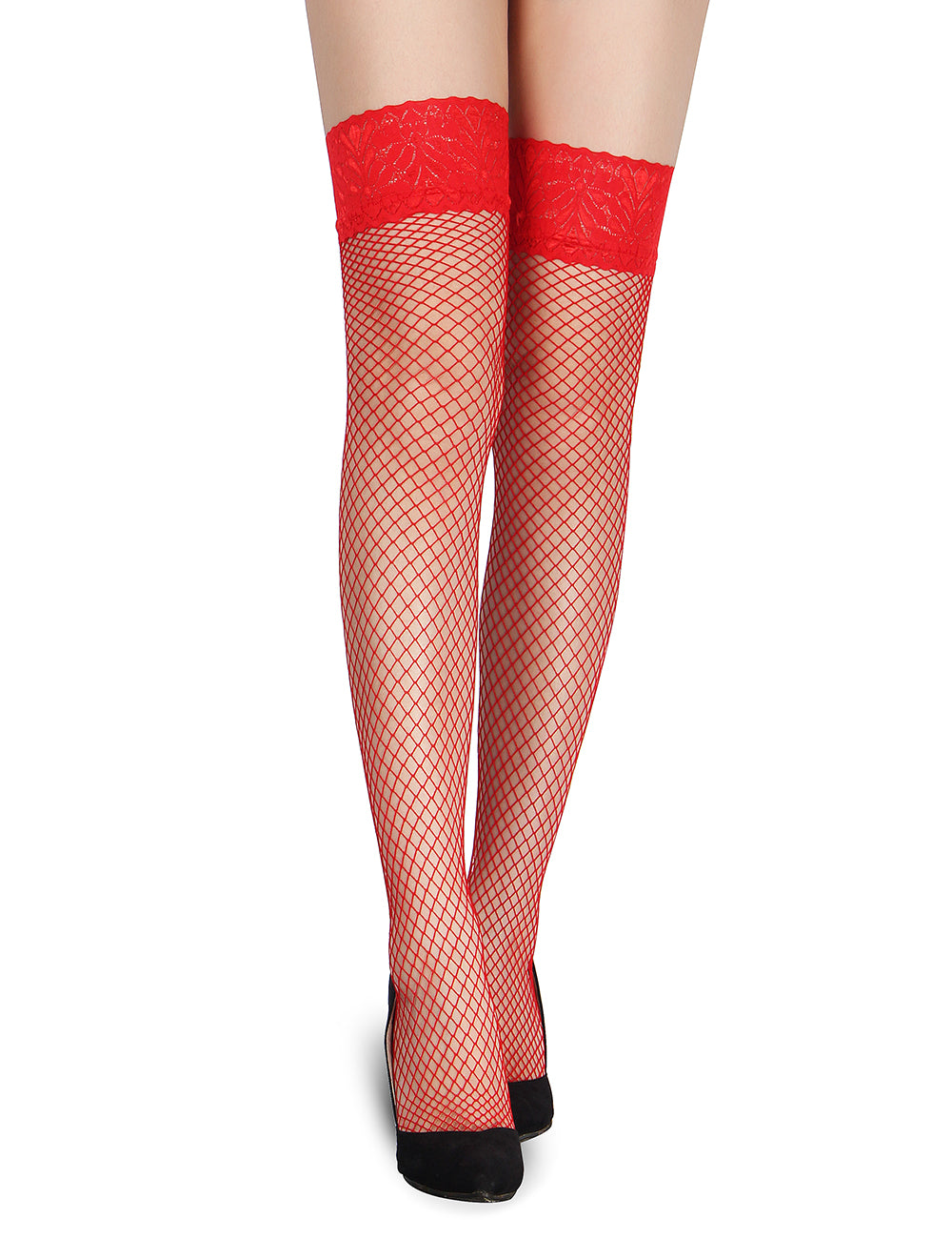 Lady in Red Fishnet Stockings
