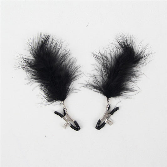 Black Feather Nipple Clips