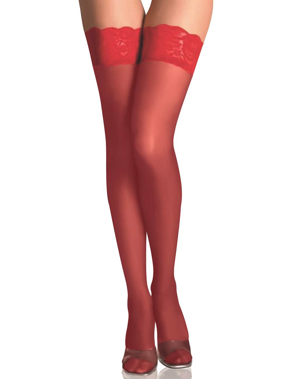 Flirty Red Lace Stockings