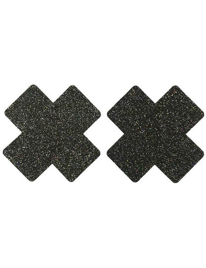 Black Glitter Cross Nipple Cover