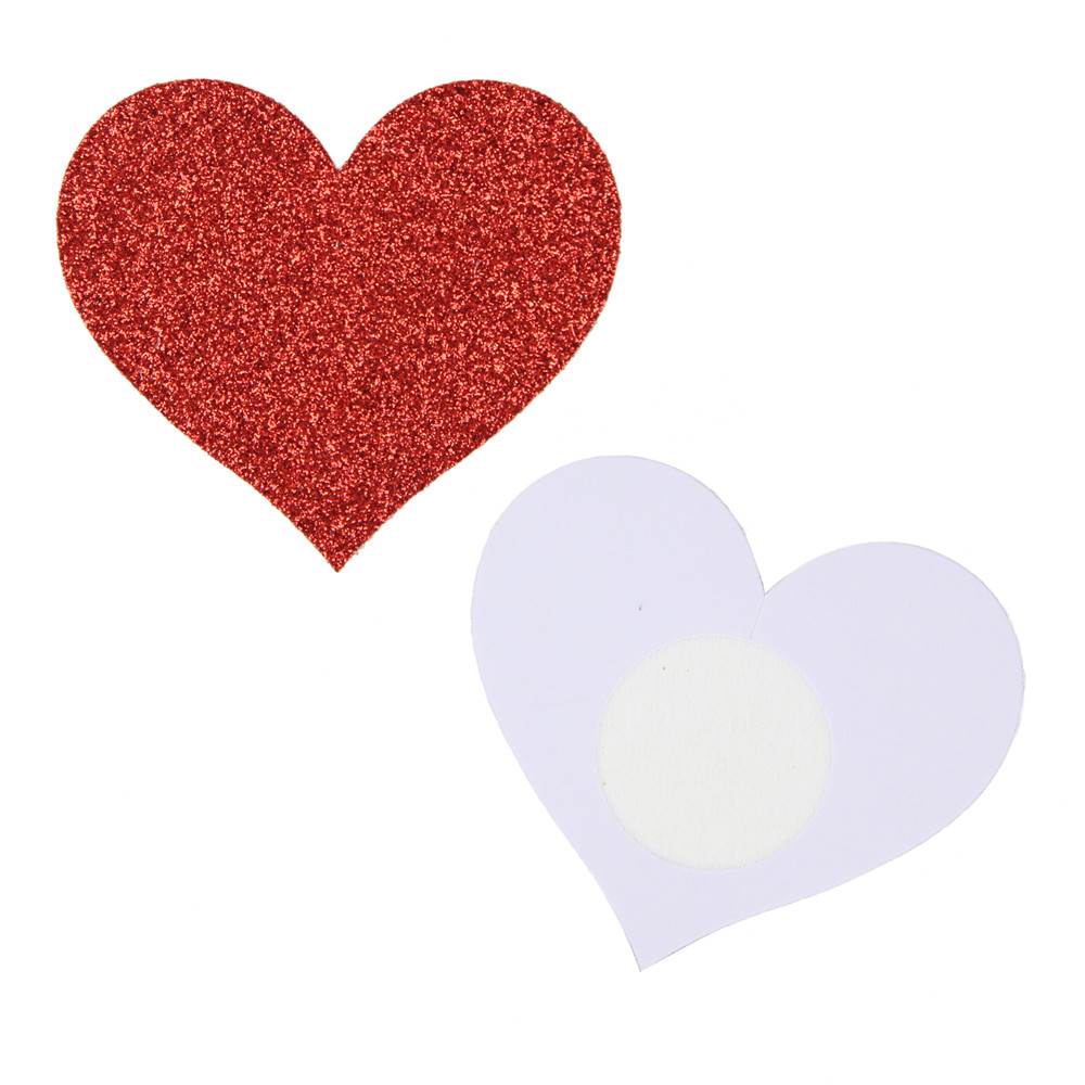 Red Glitter Heart Nipple Cover